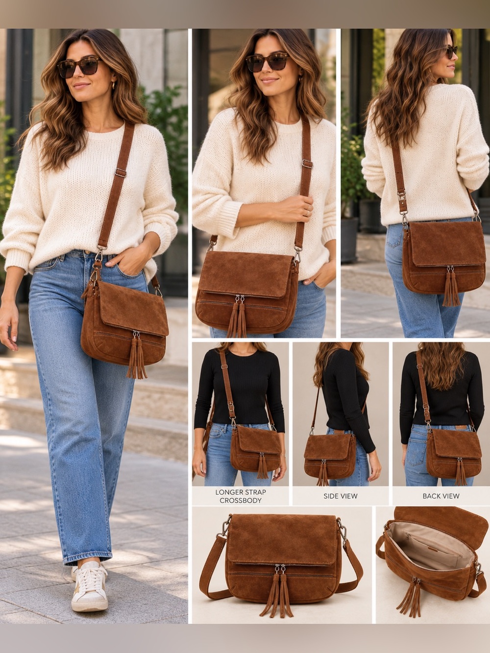 Roots Canada Suede Leather‎ Crossbody Bag with Tassels